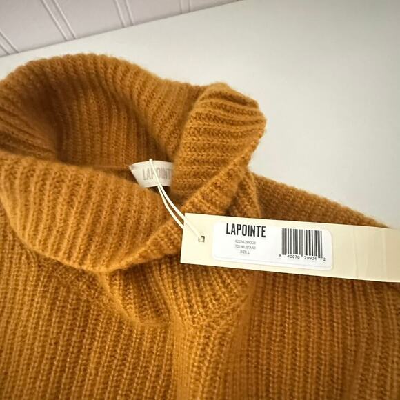 NWTs Lapointe Cropped Frayed Hem Cashmere Silk Turtle Neck Sweater (L) - Picture 16 of 16